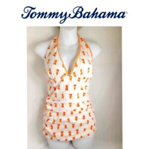 Tommy Bahama Pineapple White Citrus NWT Halter Tankini 2 Piece Swimsuit Large